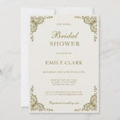 クラシックゴールデンエレガントブライダルシャワー招待 招待状 (正面)