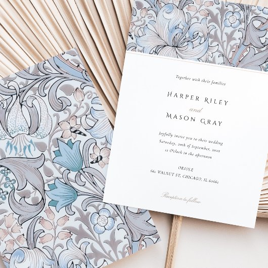 クラシックゴールデンエレガントリリーパステルモリス結婚ズ 招待状