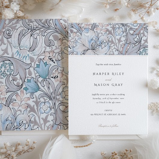 クラシックゴールデンエレガントリリーパステルモリス結婚ズ 招待状