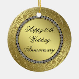 クラシックゴールデンズ結婚アニバーサリーラウンドオーナメント セラミックオーナメント