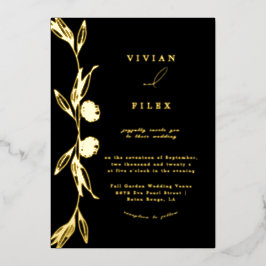 クラシックゴールデンミニフローラカプセル結婚ズ 箔招待状