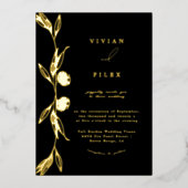 クラシックゴールデンミニフローラカプセル結婚ズ 箔招待状 (正面)