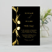 クラシックゴールデンミニフローラカプセル結婚ズ 箔招待状 (立ち正面)