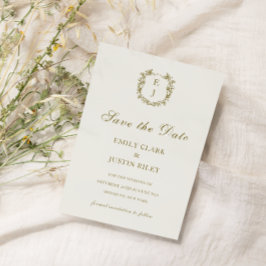 クラシックゴールデンモノグラム日付を保存結婚する 招待状