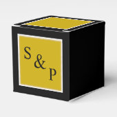 クラシックゴールデン新郎新婦モノグラム結婚ズ フェイバーボックス (正面サイド)