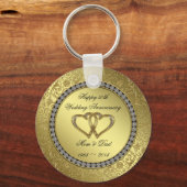 クラシックゴールデン結婚ズ記念日キーチェーン キーホルダー (正面)