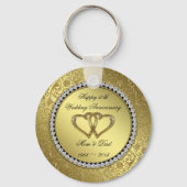クラシックゴールデン結婚ズ記念日キーチェーン キーホルダー (正面)