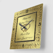 クラシックゴールデン結婚ズ記念時計 スクエア壁時計 (傾斜)