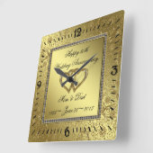 クラシックゴールデン結婚ズ記念時計 スクエア壁時計 (傾斜)