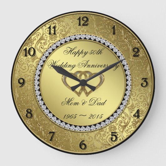 クラシックゴールデン結婚ズ記念時計 ラージ壁時計 (正面)