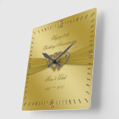 クラシックゴールデン50th結婚周年壁時計 スクエア壁時計 (傾斜)