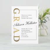 クラシックゴールドの卒業写真パーティー招待状 招待状 (スタンド正面)