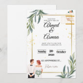 クラシックゴールドの結婚式招待状｜ミニマルな箔押しデザイン｜ シーズンカード (正面/裏面)