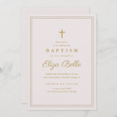クラシックゴールドクロス宗教的洗礼＆命名式 招待状 (正面/裏面)