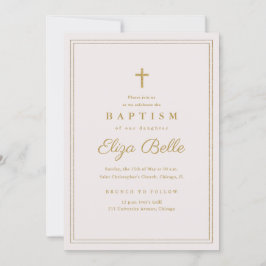 クラシックゴールドクロス宗教的洗礼＆命名式 招待状