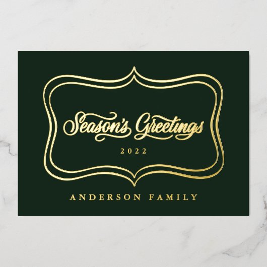 クラシックゴールドフレームの季節の挨拶 箔シーズンカード (正面)