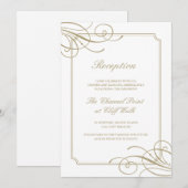 クラシックゴールドフレームラグジュアリーウェディングレセプション 招待状 (正面/裏面)