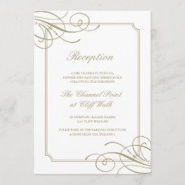 クラシックゴールドフレームラグジュアリーウェディングレセプション 招待状