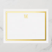 クラシックゴールドホイルセリフイニシャルノテカード 箔招待状ポストカード (正面)