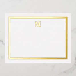 クラシックゴールドホイルセリフイニシャルノテカード 箔招待状ポストカード