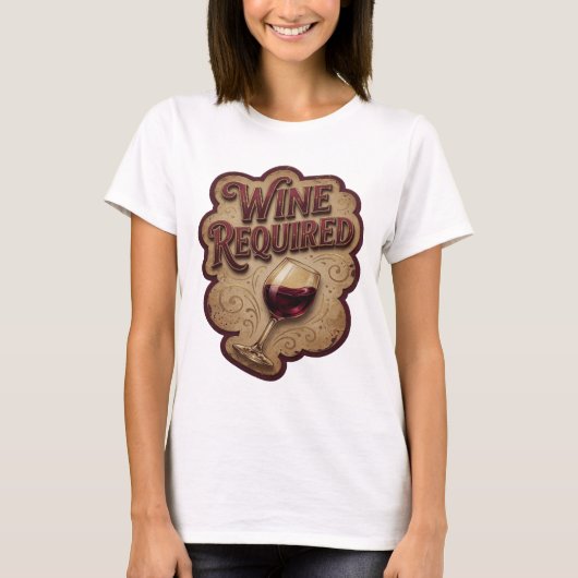 クラシックゴールド ワイン必須 テキストデザイン Tシャツ (正面)