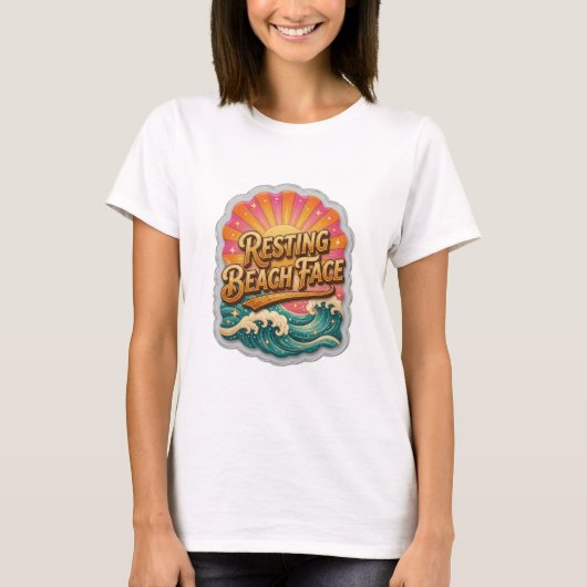 クラシックゴールド RESTING BEACH FACE 引用Tシャツ Tシャツ (正面)