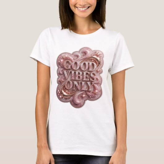 クラシックゴールドGOOD VIBES ONLY Tシャツ (正面)