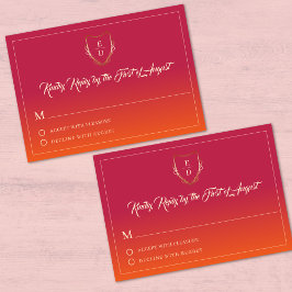 クラシックサマー結婚ズ・ブルゴーニュエレガントー 出欠カード