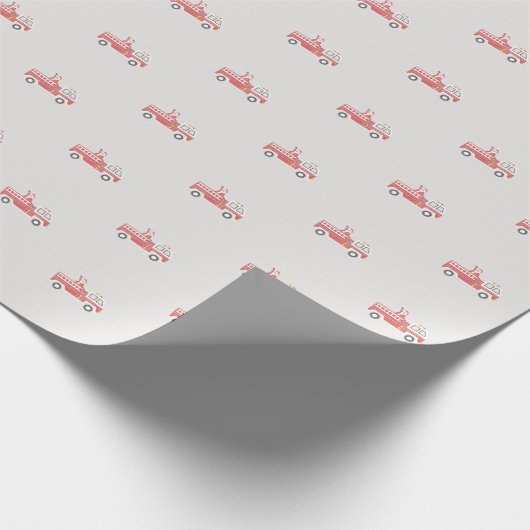 クラシックサンタが消防車のクリスマス ラッピングペーパー (角)