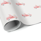 クラシックサンタが消防車のクリスマス ラッピングペーパー (ロールコーナー)