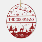 クラシックサンタとスリーのクリパーソナライズされたスマス セラミックオーナメント (左)