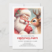 クラシックサンタとルドルフのクリスマスパーティー招待状 招待状 (正面)