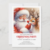 クラシックサンタとルドルフのクリスマスパーティー 招待状 (正面)