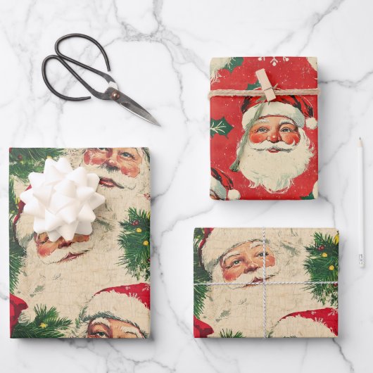 クラシックサンタの歓迎 ラッピングペーパーシート (正面)
