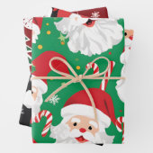 クラシックサンタキャンディーケーンレッドグリーンクリスマスギフト ラッピングペーパーシート (インサイチュ)
