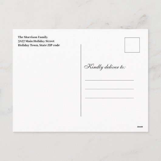 クラシックサンタクリスマスと居心地の良い暖炉シーン シーズンポストカード (裏面)