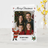 クラシックサンタクリスマスグリーティンカスタムグ(写真あり) カード (黄色い花)