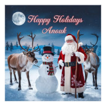 クラシックサンタクリスマスシーン雪だるま