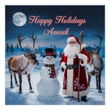 クラシックサンタクリスマスシーン雪だるま