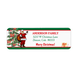 クラシックサンタクリスマスツリー差出人住所 ラベル