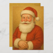 クラシックサンタクロースのクリスマスカード – ヴィンテージ油P 招待状 (正面/裏面)