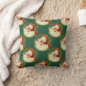 クラシックサンタクロースのクリスマスパターン クッション (ブランケット)