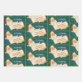 クラシックサンタクロースカスタムサンタチャイルドの名前 ラッピングペーパーシート (正面3)