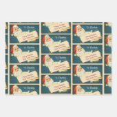 クラシックサンタクロースカスタムサンタチャイルドの名前 ラッピングペーパーシート (正面2)