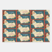 クラシックサンタクロースカスタムサンタチャイルドの名前 ラッピングペーパーシート (正面)