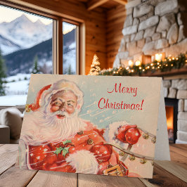 クラシックサンタクロースソリライドクリスマスカード シーズンカード