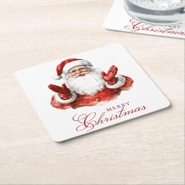 クラシックサンタクロースメリークリスマス スクエアペーパーコースター