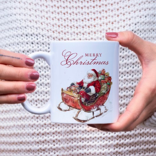 クラシックサンタスリーメリークリスマス コーヒーマグカップ