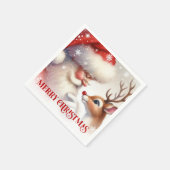クラシックサンタトナカイのルドルフのクリスマスパーティー食卓セット スタンダードカクテルナプキン (角)