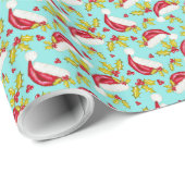 クラシックサンタハットホリーノベルティアクアおもしろい ラッピングペーパー (ロールコーナー)